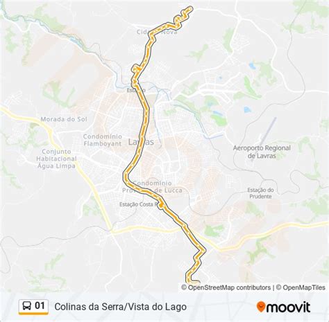 Rota da linha 01 horários paradas e mapas Vista Do Lago Colinas