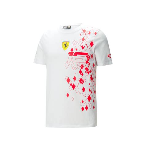 2023 Ferrari F1 Mens Leclerc Monaco T Shirt White Clothing T Shirts