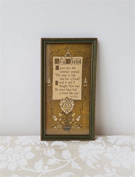 Vintage Buzza Motto To A Friend Poem By Edgar A Etsy Friend Poems