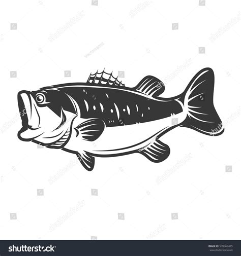 Vektor Stok Bass Fish Icons Isolated On White Tanpa Royalti 570363415