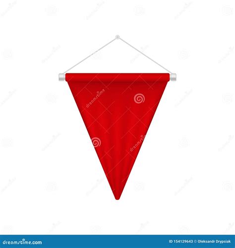 Realistic Red Pennant Template Triangle Blank Banner Stock Vector