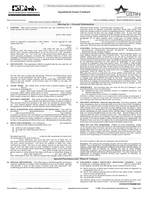 Texas Apartment Association Lease Agreement Pdf Fill Online Printable Fillable Blank