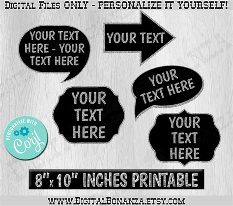 Editable Photo Booth Props Add Your Text Custom Speech Bubble Etsy