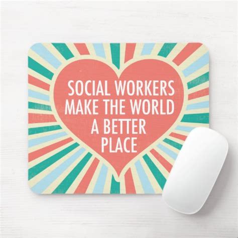 Inspirational Social Work Quote Heart Retro Colors Mouse Pad Zazzle