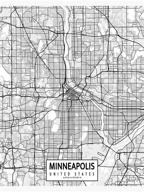 "Minneapolis City Map of the United States - Light" Poster by deMAP ...