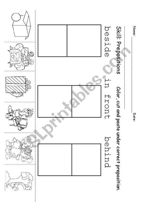 Prepositions Beside In Front Behind Esl Worksheet By Nan Teacher