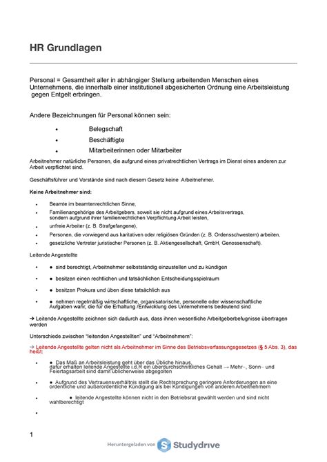 Human Resource Management Zusammenfassung Hr Grundlagen Personal