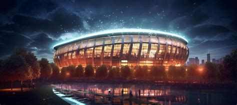 Premium Photo | Football stadium at night An imaginary stadium is ...