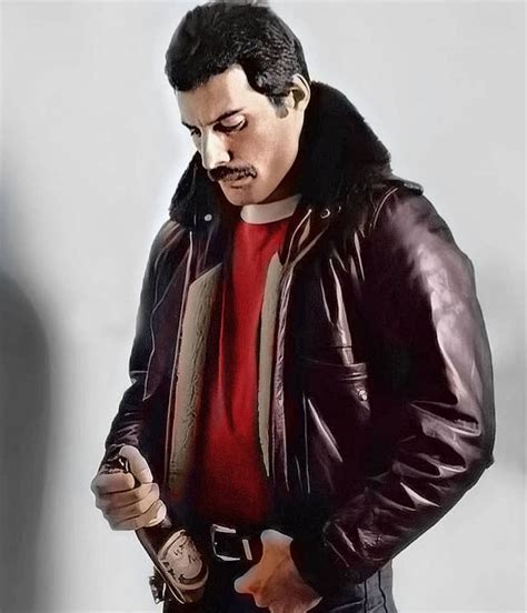 Freddie Mercury Bomber Leather Jacket with Fur Collar - Jackets Masters