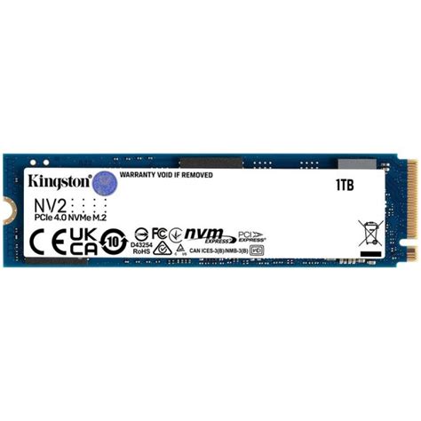 Диск SSD Kingston NV2 2TB M 2 2280 NVMe PCIe Gen 4 0 x4 SNV2S 2000G