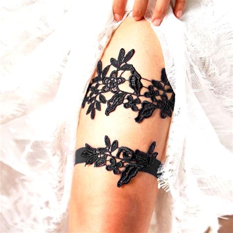 2pcs Set Wedding Garters Lace Embroidery Floral Sexy Garters For Women