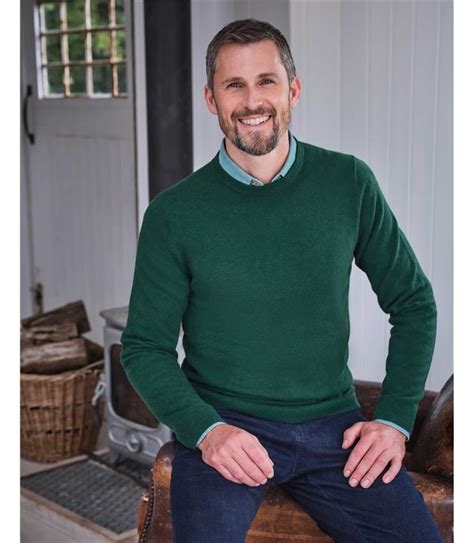 Balmoral Green Pure Cashmere Pure Cashmere Crew Neck Jumper