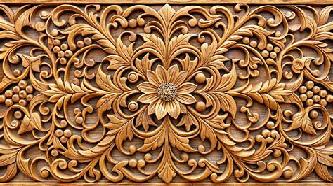 Intricate Floral Wood Carving Background, Woodcarving, Floral Pattern ...