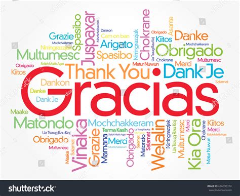 Gracias Thank You Spanish Word Cloud Stock Vector 686090374 Shutterstock