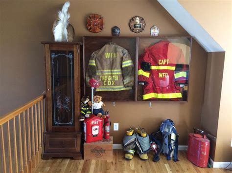 Fire Gear Shadow Box Fire Gear Firefighter Decor Firefighter Man Cave