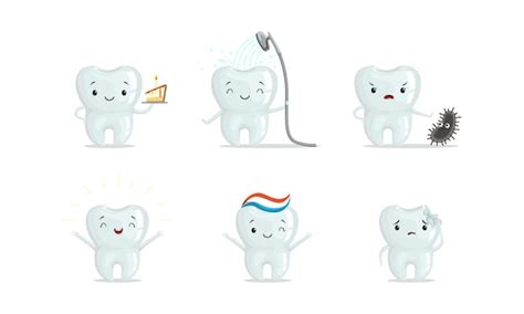 Premium Vector Cartoon Teeth Characters Collection Teeth Medical