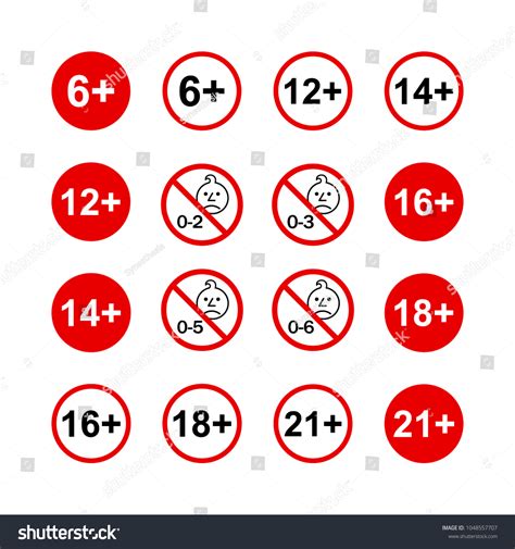 Set Marks Age Limit Sign Restriction Stock Vector (Royalty Free) 1048557707 | Shutterstock