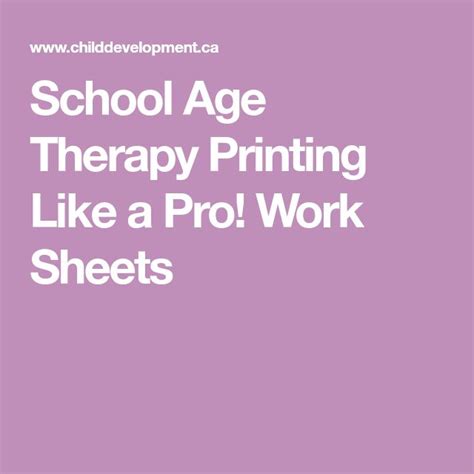 School Age Therapy Printing Like A Pro Work Sheets First Grade