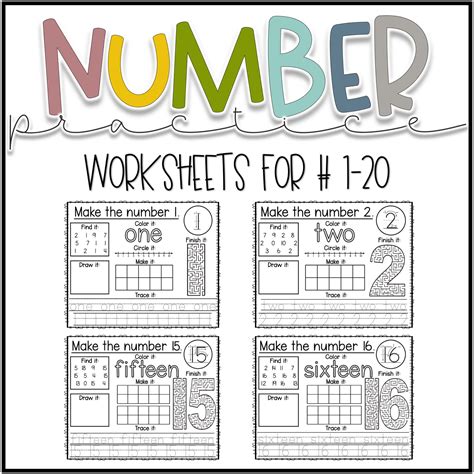 Number Practice Kindergarten Worksheet