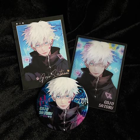 Gojo Fanart Button Pin Photocard Polaroid Set Anime Jjk Jujutsu Kaisen