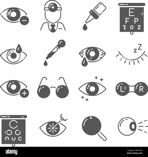 Iconos De Optometría Ojos Y Lentes Visión Y Lente Signos De Cirugía