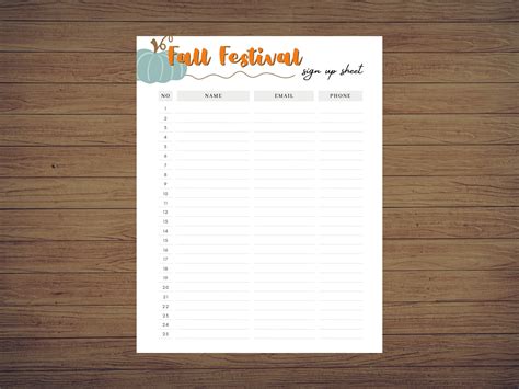 Custom Fall Festival Registration Pdf Instant Download Template Sign Up