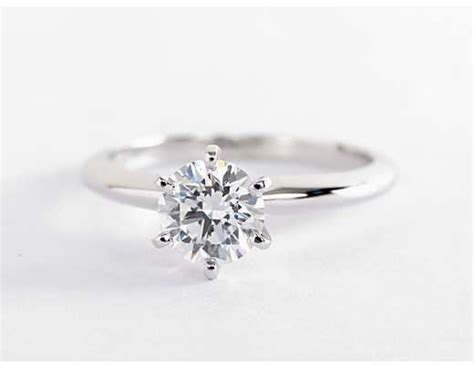 Classic Six Prong Solitaire Engagement Ring In 18k White Gold Blue