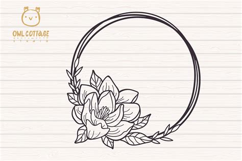 Magnolia Wreaths Svg Flower Monogram Cut File Wedding Etsy