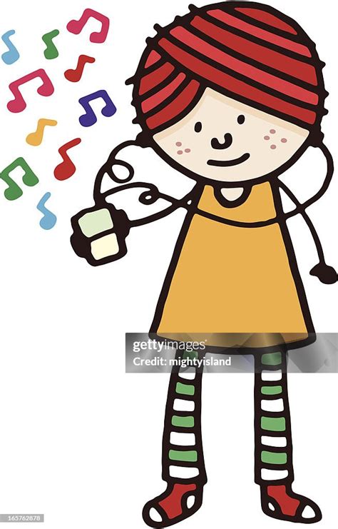 Girl Listening To Music Clip Art