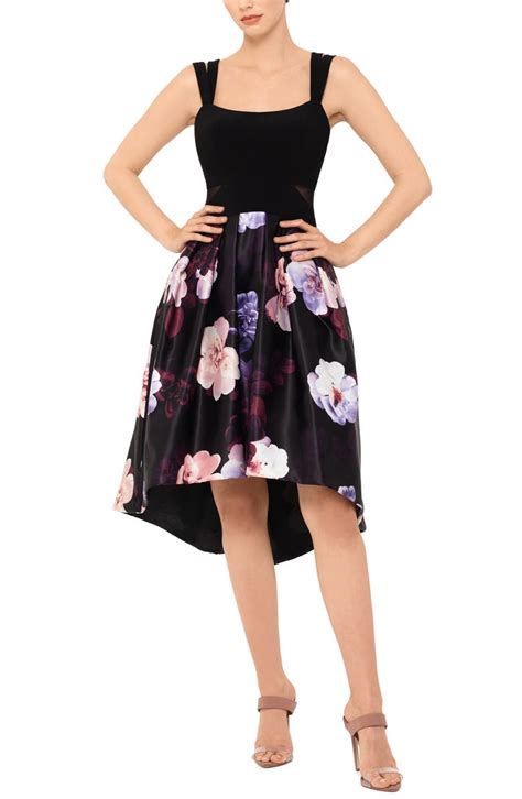 Xscape Floral Double Strap High Low Cocktail Dress Nordstrom