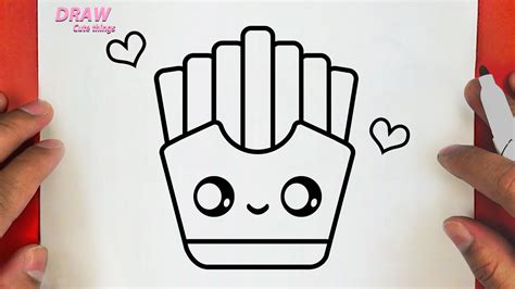 HOW TO DRAW CUTE FRIES ,STEP BY STEP, DRAW Cute things