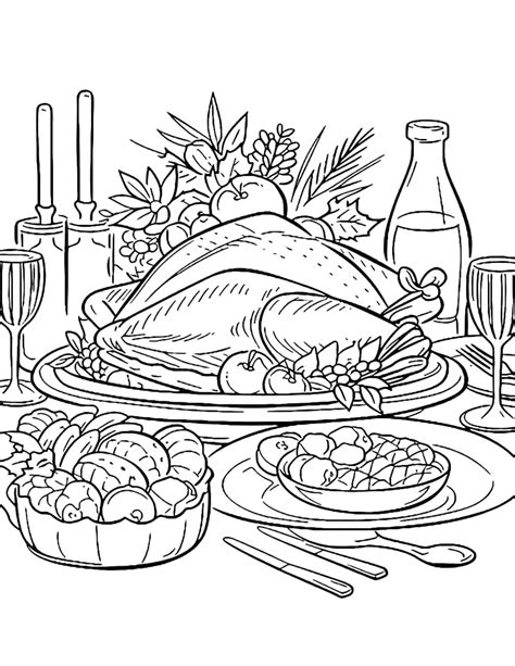 Thanksgiving Dinner Coloring Page Kleurplaten