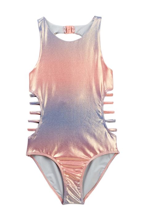 Z By Zella Girl Metallic One Piece Swimsuit Nordstrom Rack