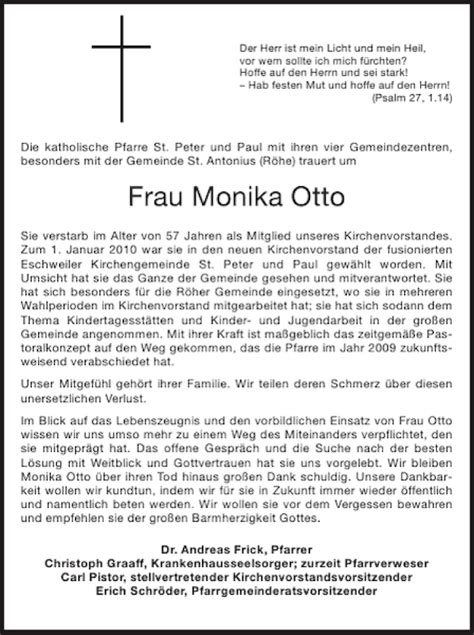 Traueranzeigen Von Frau Monika Otto Aachen Gedenkt