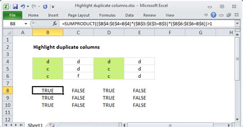 Highlight Duplicate Columns Excel Formula Exceljet