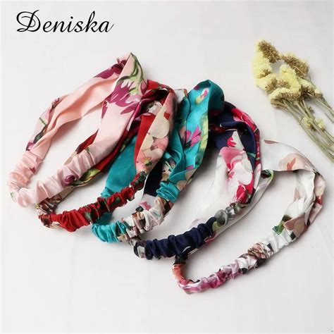 Headbands Women Hair Accesorries Girl Head Band Floral Print Silk Satin