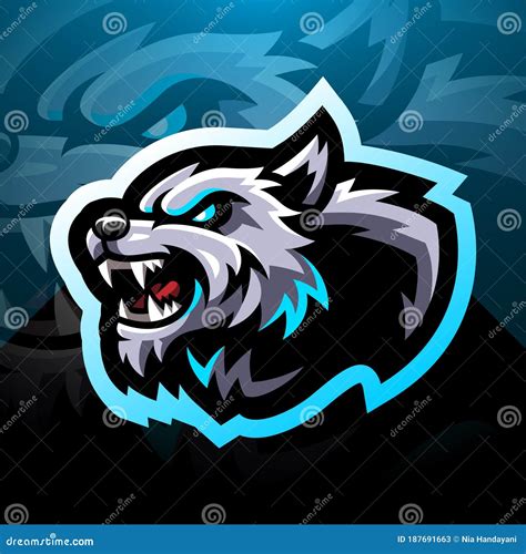 Wild Wolf Head Esport Mascot Logo Design Stock Vector Illustration Of