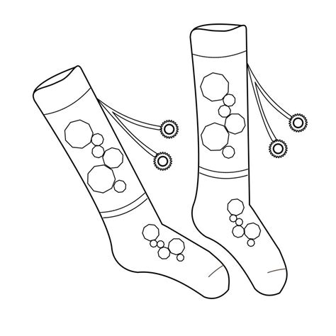 Coloring Page Women Socks Knee Socks Autumn Winter Vector