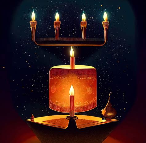 Premium Photo Illustration Of Abstract Hanukkah Menorah With Lighted