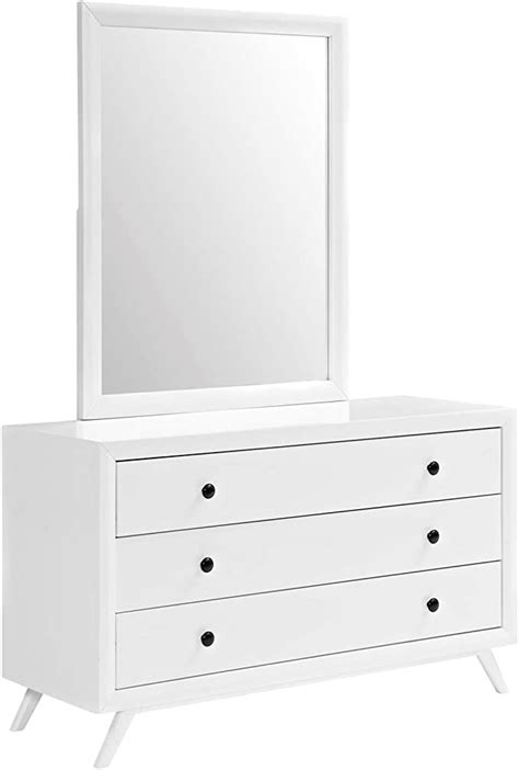 Modern Contemporary Urban Design Bedroom Dresser And Mirror White