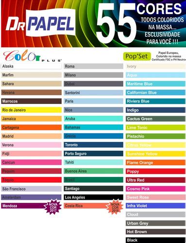 Papel Color Plus A3 240g E 180g Frete Grátis