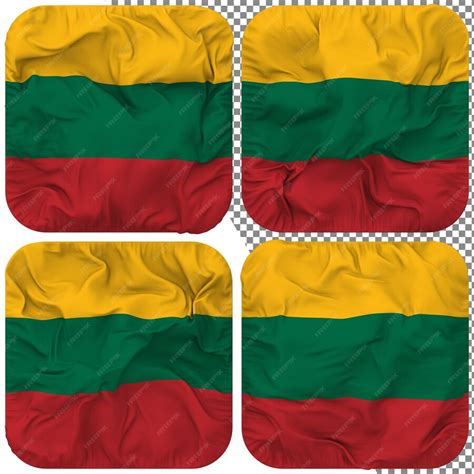 Premium Psd Lithuania Flag Squire Shape Isolated Different Waving Style Bump Texture 3d Rendering