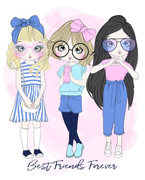 Three Girl Friends Cartoon