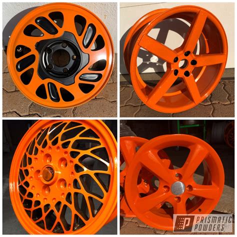 Rims Coated With An Orange Finish Prismatic Powders