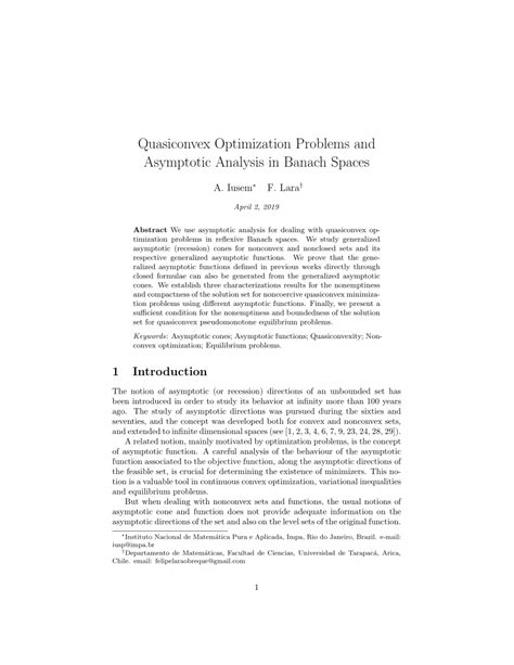 Pdf Quasiconvex Optimization Problems And Asymptotic Analysis In