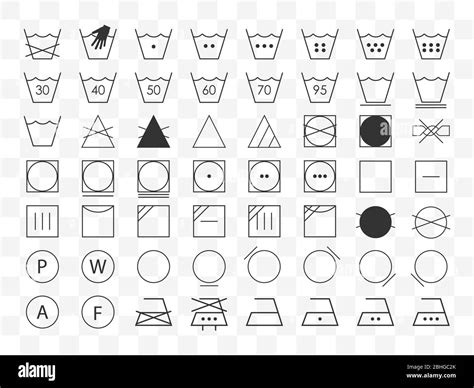 Laundry Symbols Icon Set Vector Illustration Flat Design Stock Vector