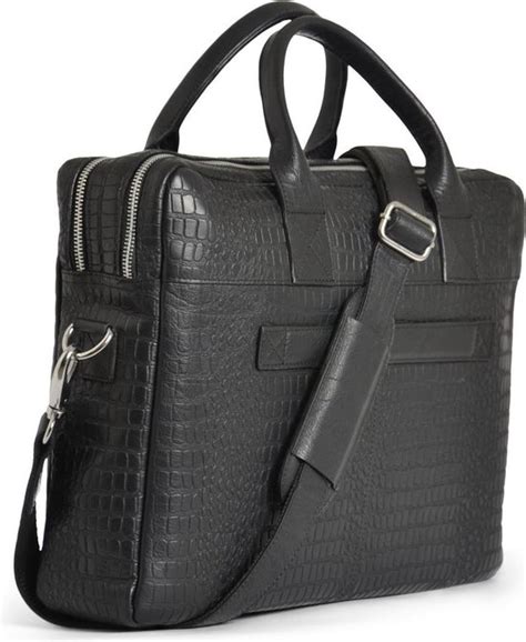 Still Nordic Dundee Leren Laptoptas Vaks Croco Inch Zwart