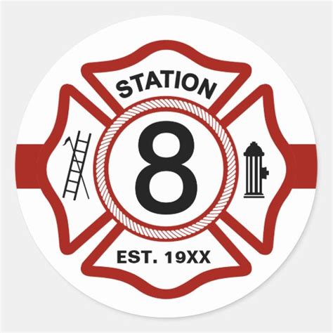 Custom Fire Station Number Classic Round Sticker | Zazzle.com