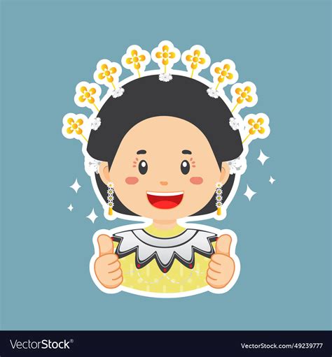 Happy gorontalo character sticker Royalty Free Vector Image