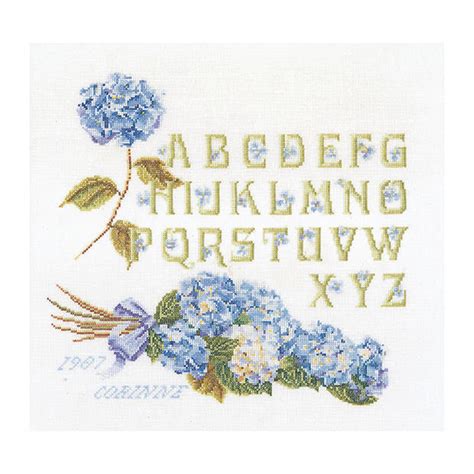 Thea Gouverneur クロスステッチ刺繍キットNo 2088 Hydrangea Alphabet 紫陽花のサンプラー アジサイ